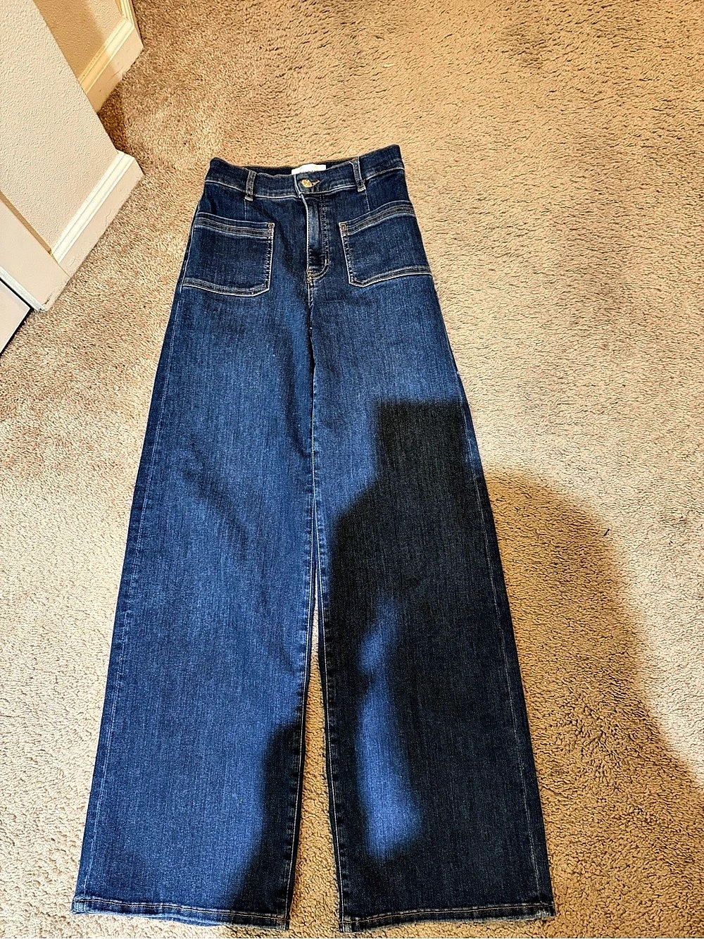 FRAME Le Slim Palazzo Wide Leg Jeans in Blue Waist 24